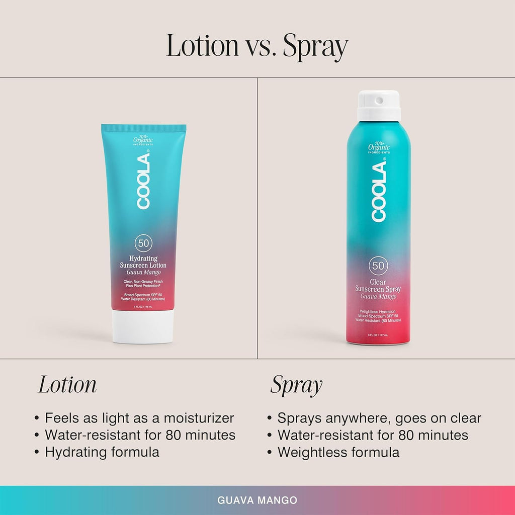 Organic Sunscreen SPF 50 Sunblock Body Lotion, Dermatologist Tested Skin Care for Daily Protection, Vegan and Gluten Free, Guava Mango, 5 Fl Oz