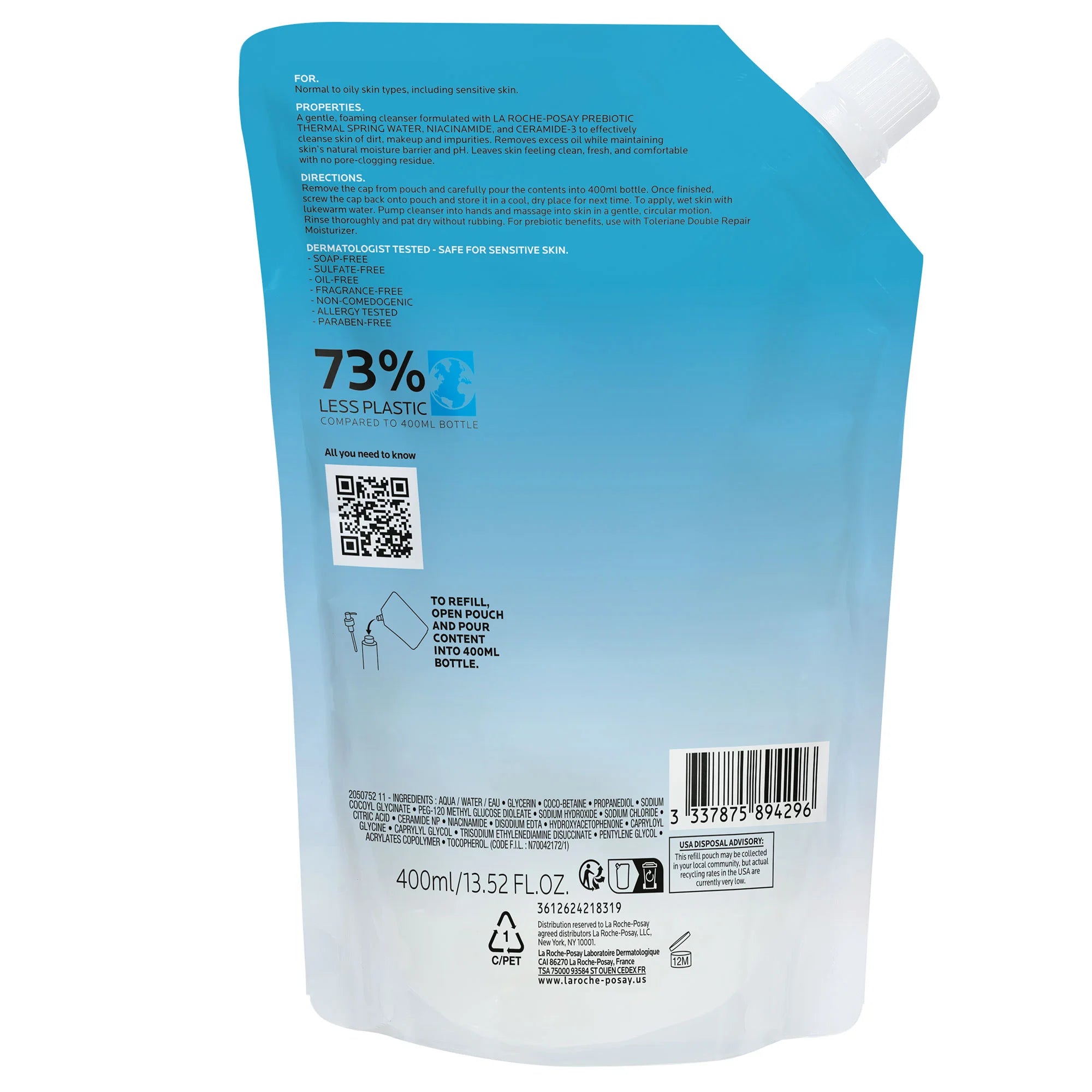 Toleriane Purifying Foaming Facial Cleanser, 13.52 Fl Oz