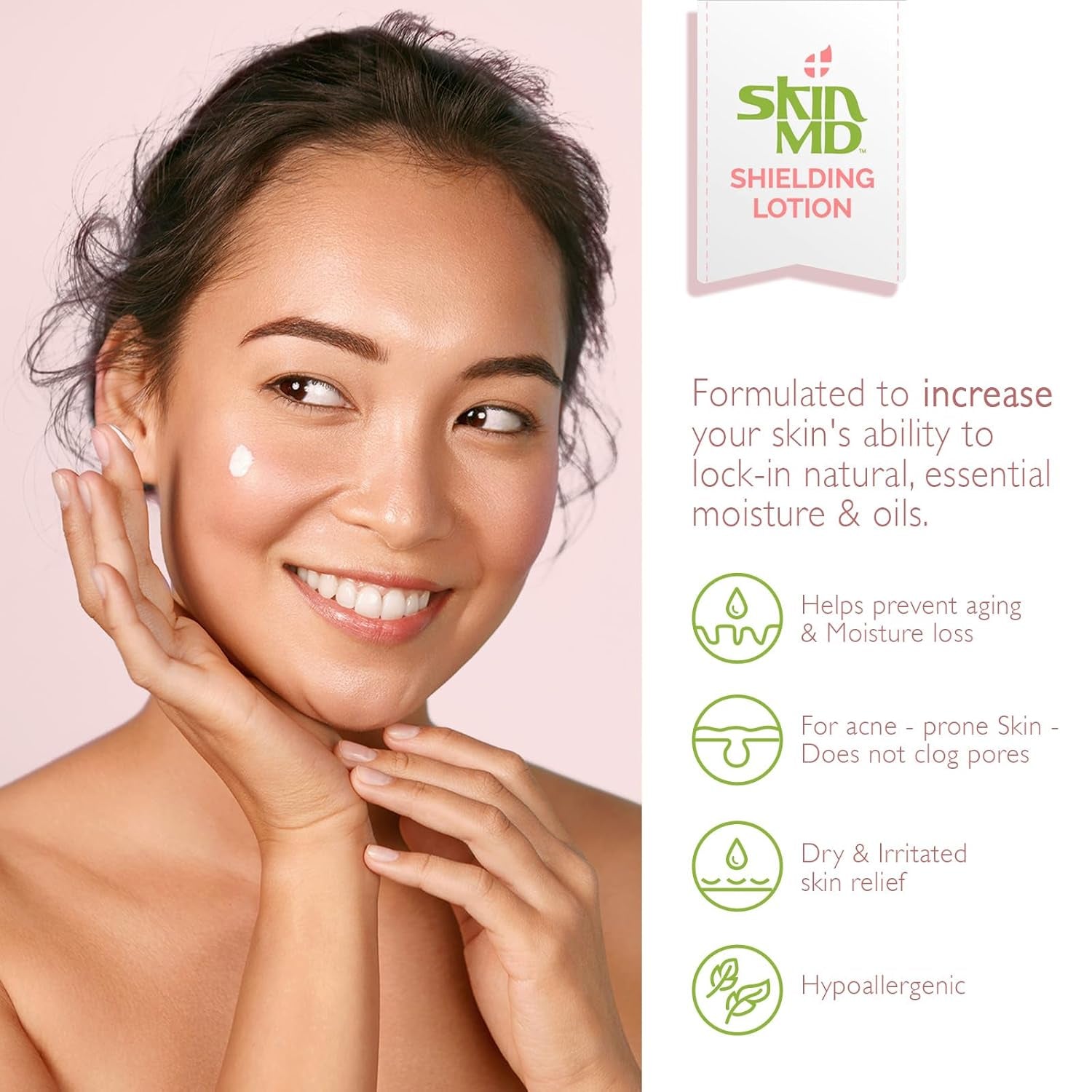 Skin MD Shielding Lotion 8Oz - Hydrating Body Lotion for Sensitive Skin with Dispenser | Non-Greasy, Fast-Absorbing Moisturizer with Plant-Based Ingredients for Dry Skin, Eczema & Psoriasis Relief