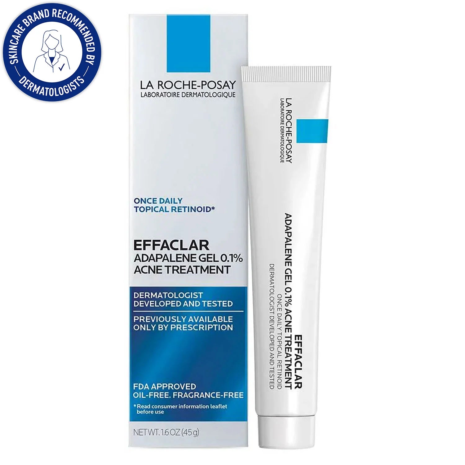 Effaclar Adapalene Gel 0.1% Topical Retinoid for Acne, 1.6 Fl Oz