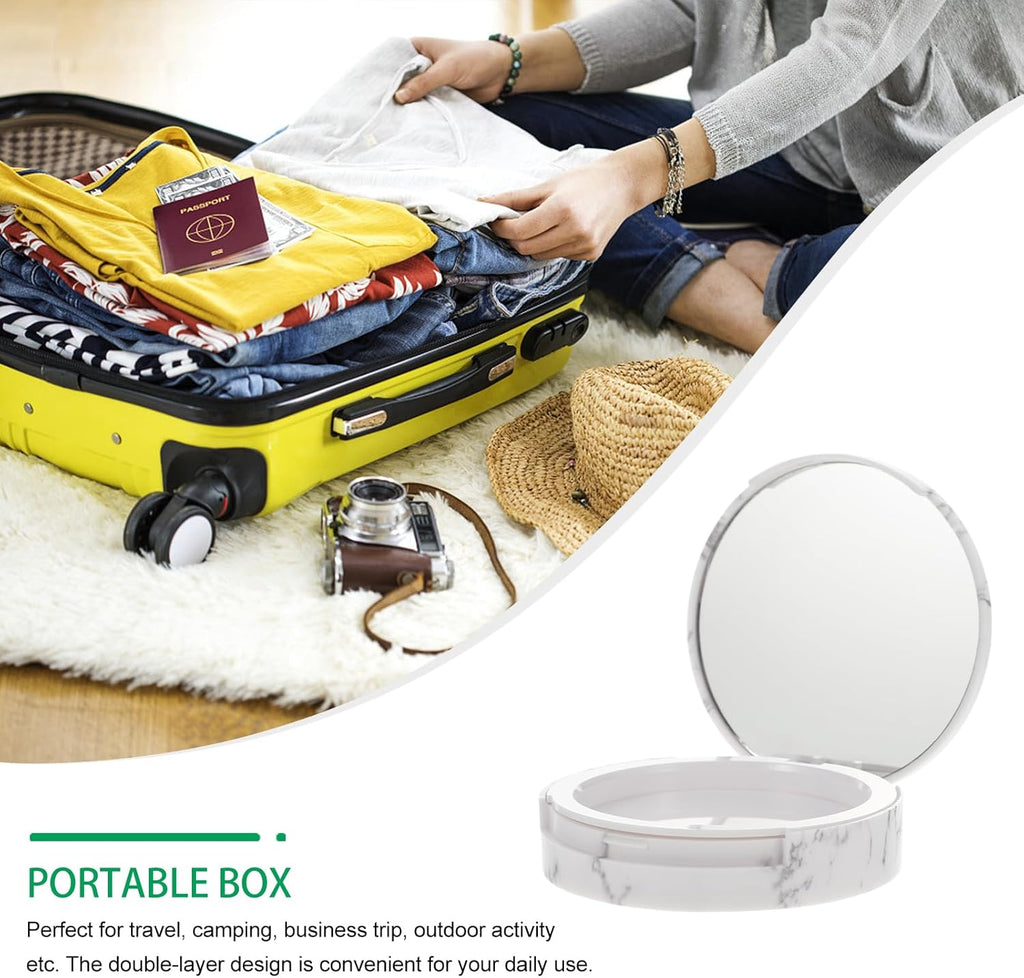Marble Texture Pressed Powder Case Compact Makeup Powder Box Double Layer Empty Cosmetic Container for Diy Loose Travel