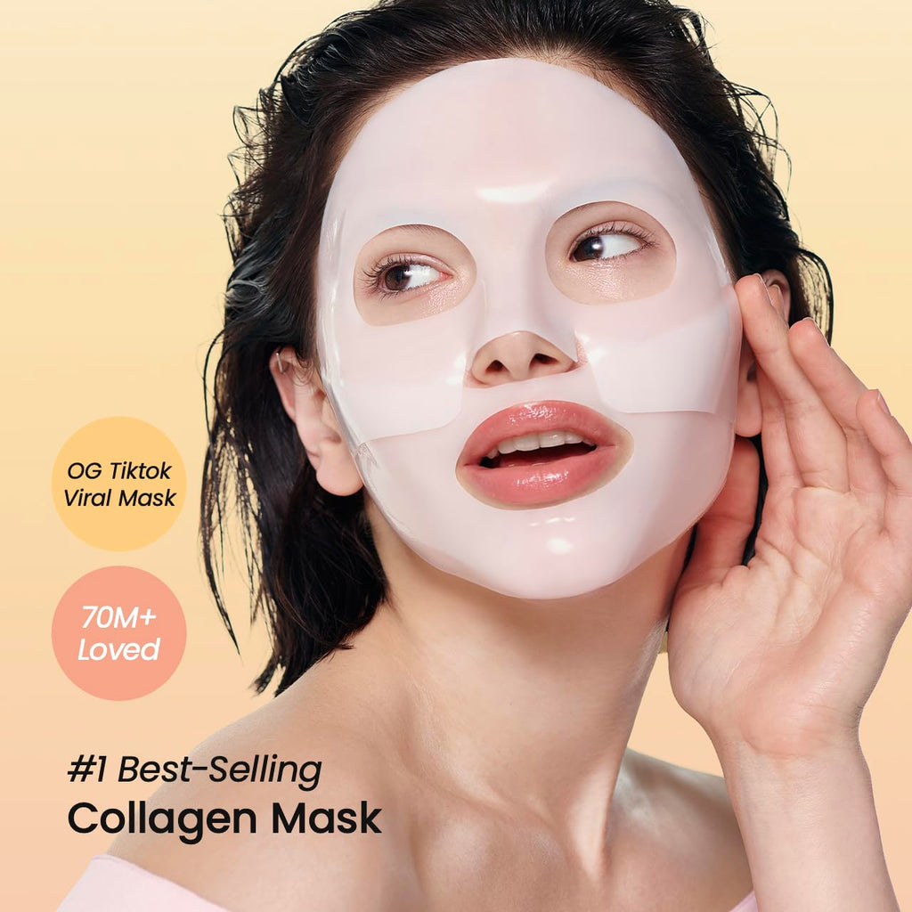 Bio-Collagen Real Deep Mask, Hydrating Overnight Hydrogel Mask, Pore Minimizing, Elasticity, Plumping Improvement, Korean Skin Care | 1.19Oz(34G) X 4Ea
