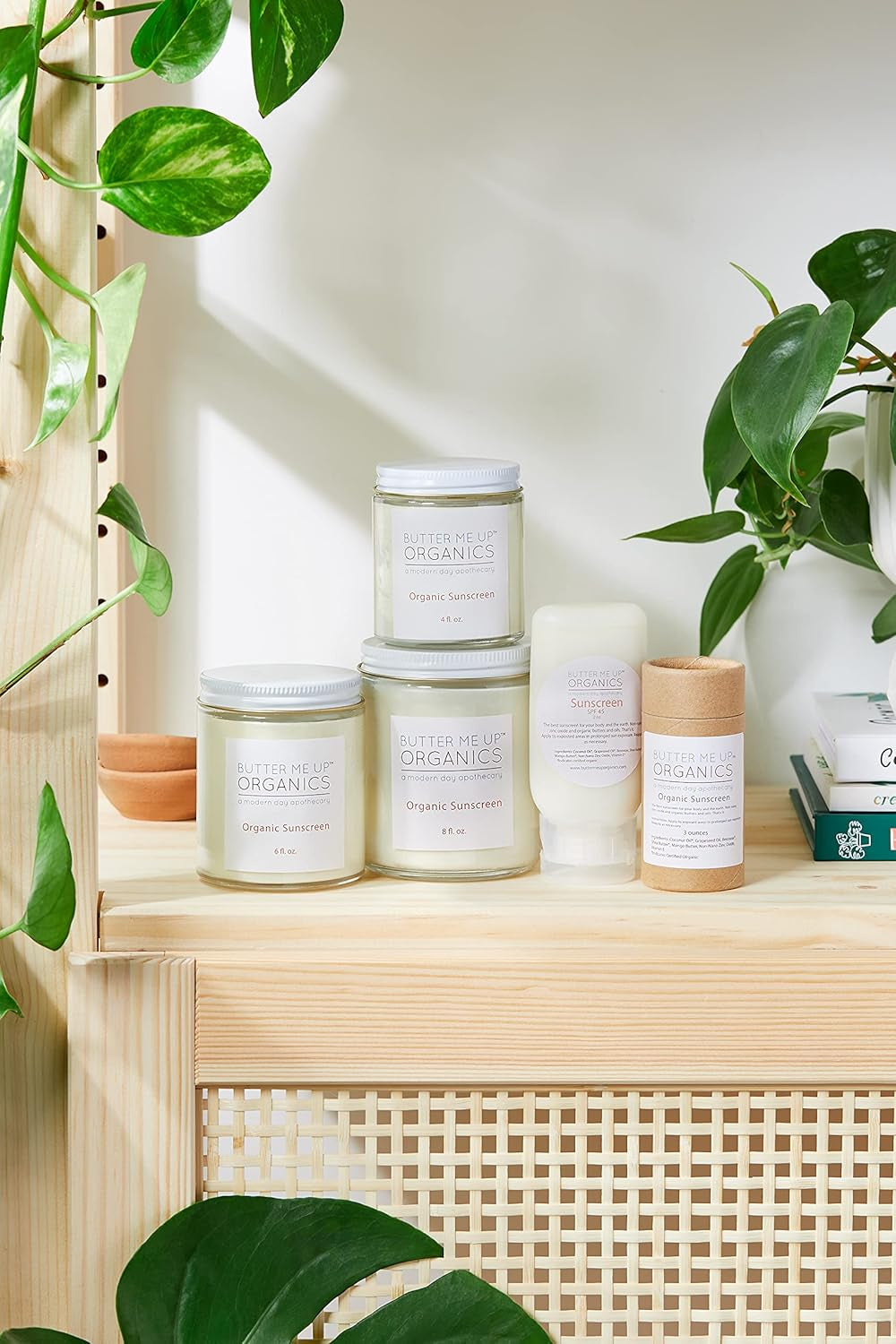 Butter Me up Organics Natural Zinc Oxide Sunscreen SPF 45+, Reef-Safe, Non-Nano Mineral Sunblock, Water-Resistant with Shea Butter & Coconut Oil, Chemical-Free, Eco-Friendly, 4Oz Jar