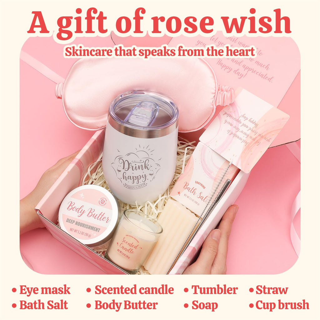 Bff Love Spa Gifts for Women Bath Sets - 6Pc Rose Self Care Gifts, Birthday, Holiday, Christmas Presents for Girlfriends, Wife, Mother, Auntie