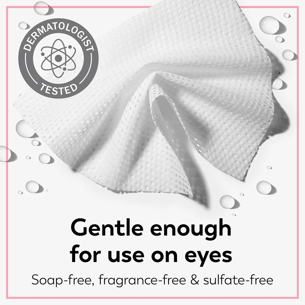 Makeup Remover Wipes, Daily Facials Hydrating Face Cleanser for Normal to Dry Skin, Alcohol & Fragrance Free, Soft Face Wash Towels, Travel Essentials for Women, Convenient Dry Cloths, 66 Ct