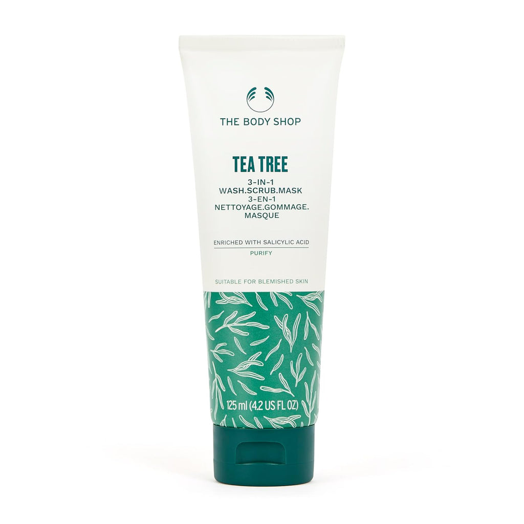 Tea Tree 3 in 1 Wash Scrub & Mask – Purifying Vegan Skincare for Oily, Blemished Skin – 4.2 Oz