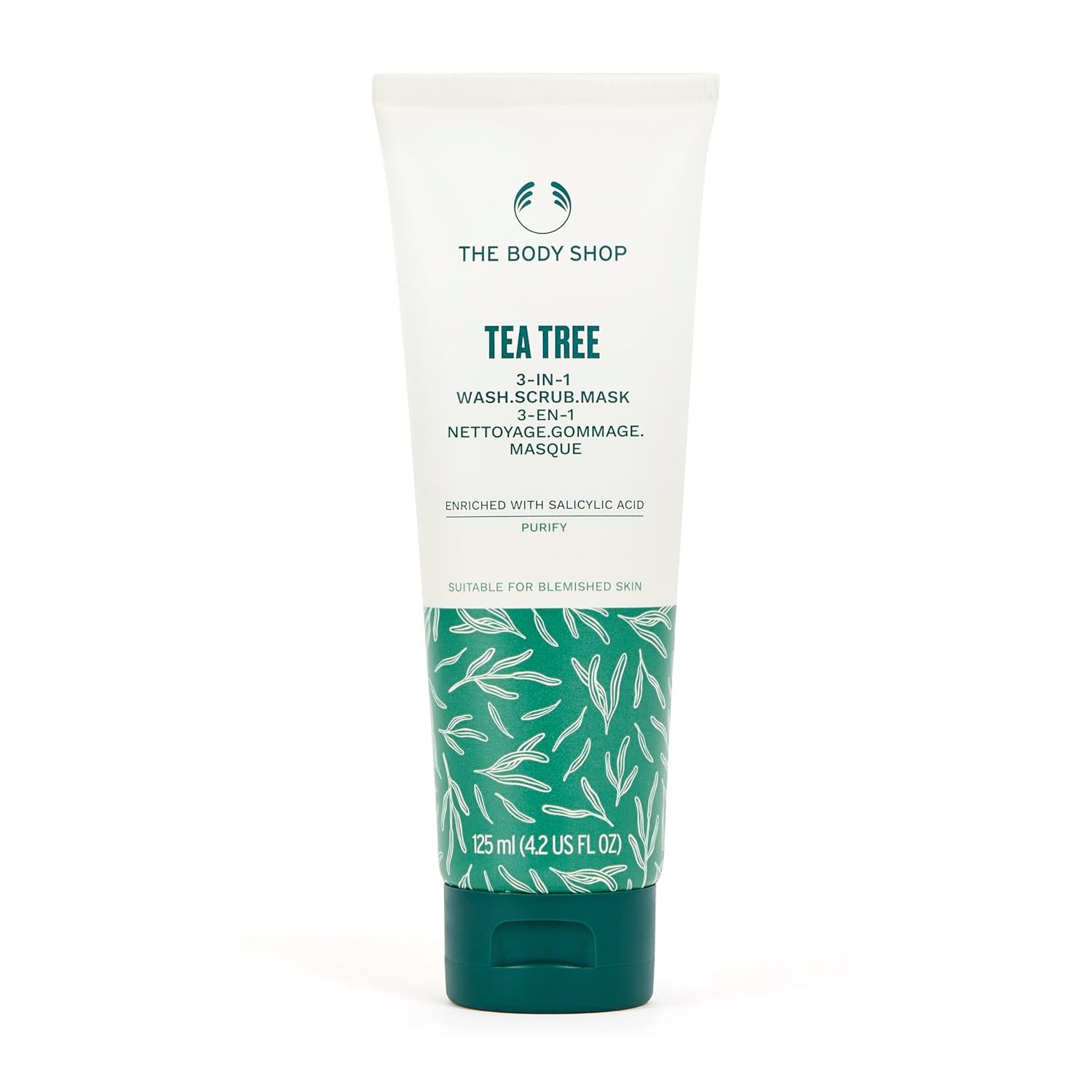 Tea Tree 3 in 1 Wash Scrub & Mask – Purifying Vegan Skincare for Oily, Blemished Skin – 4.2 Oz