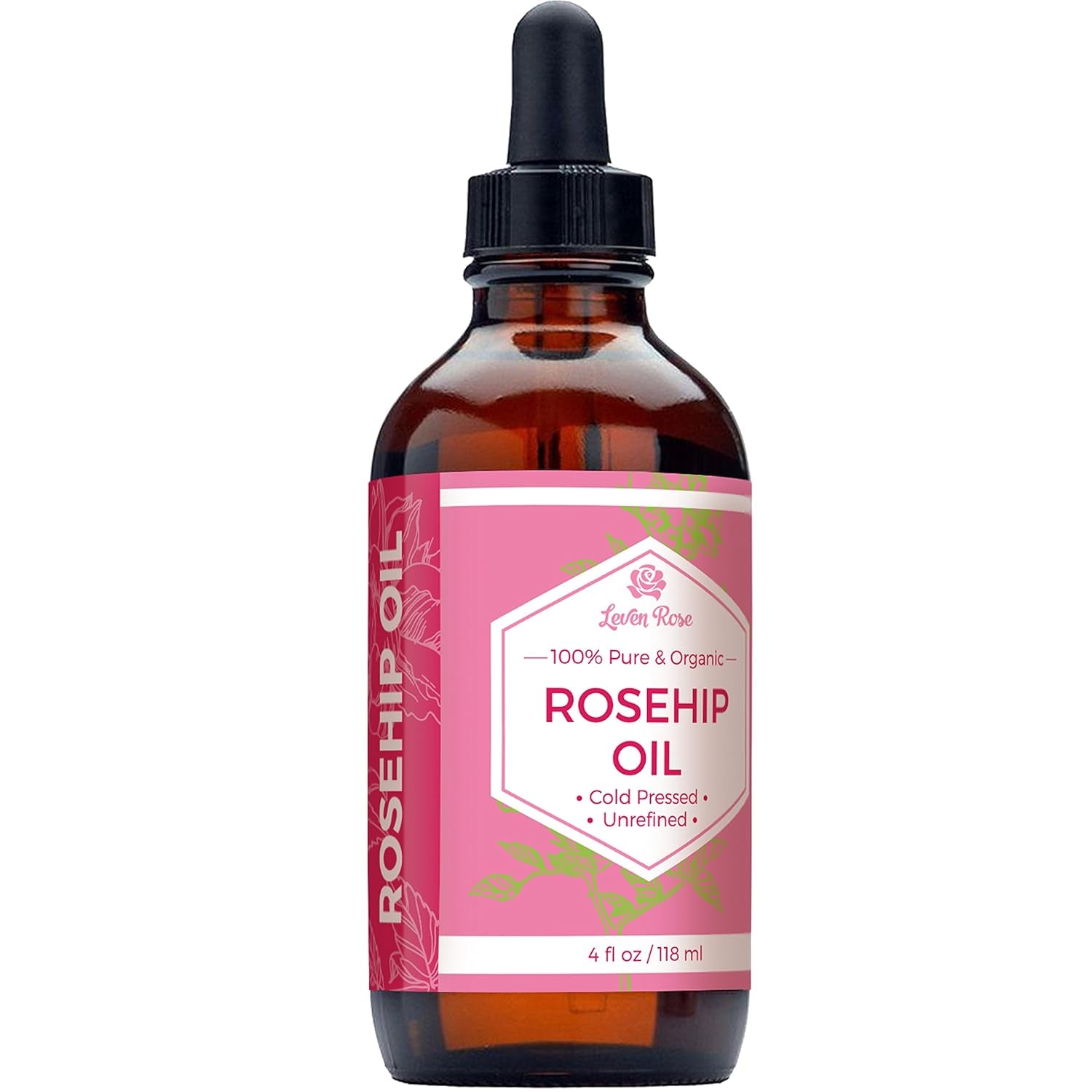 Pure Rosehip Oil for Face Organic Cold Pressed 4 Oz - Rose Hip Seed Oil, Unrefined for Nighttime Face Moisturizer for Hair, Skin & Nails