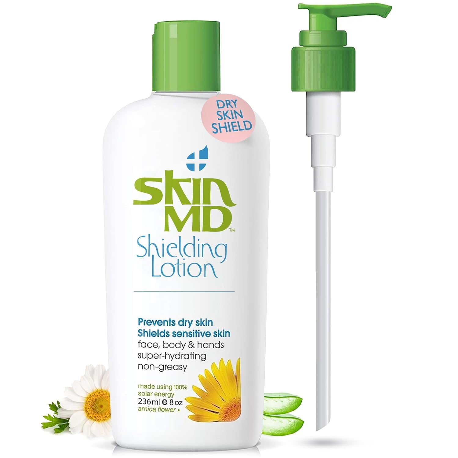 Skin MD Shielding Lotion 8Oz - Hydrating Body Lotion for Sensitive Skin with Dispenser | Non-Greasy, Fast-Absorbing Moisturizer with Plant-Based Ingredients for Dry Skin, Eczema & Psoriasis Relief