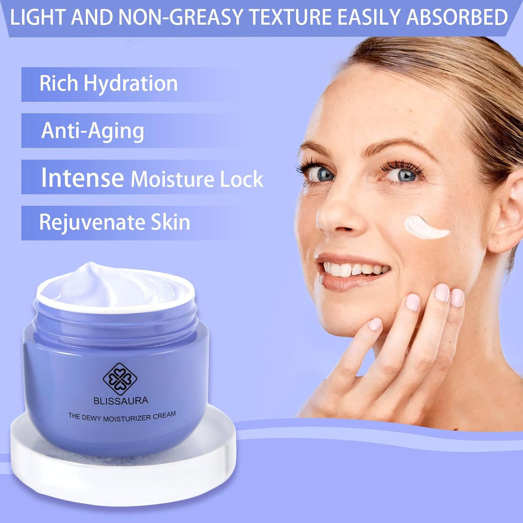 Dewy Skin Cream Moisture Surge Face Moisturizer Water Cream for Women with Purple Rice & Hyaluronic Acid - Rich Face Cream to Hydrate, Plump and Protect Dry and Combo Skin 50Ml/1.7 Fl Oz