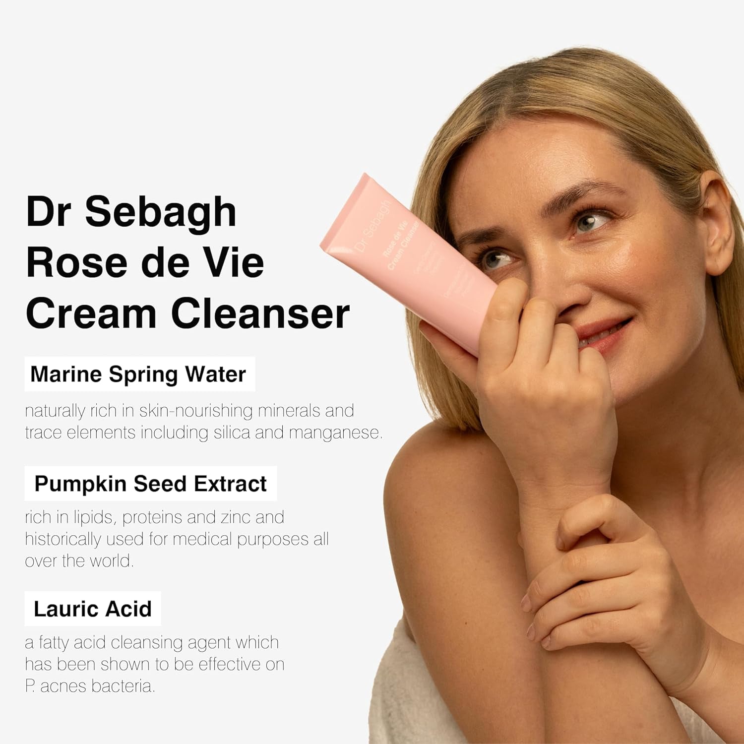 Rose De Vie Cream Cleanser (3.4 Fl Oz) - Gentle Facial Cleanser & Makeup Remover - Hydrating Skin Cleanser for Dry & Sensitive Types - Luxury Facial Cleansing Product