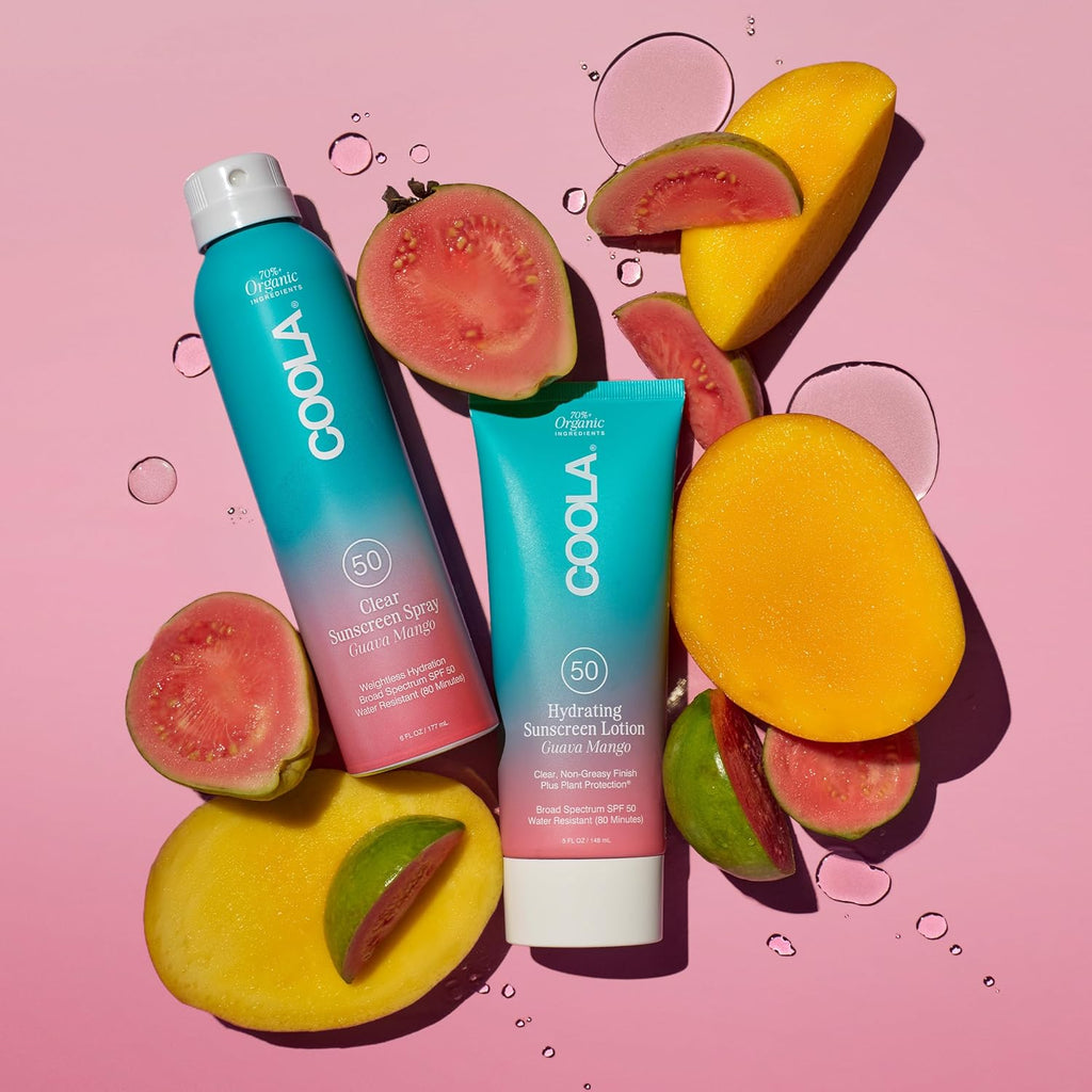 Organic Sunscreen SPF 50 Sunblock Body Lotion, Dermatologist Tested Skin Care for Daily Protection, Vegan and Gluten Free, Guava Mango, 5 Fl Oz