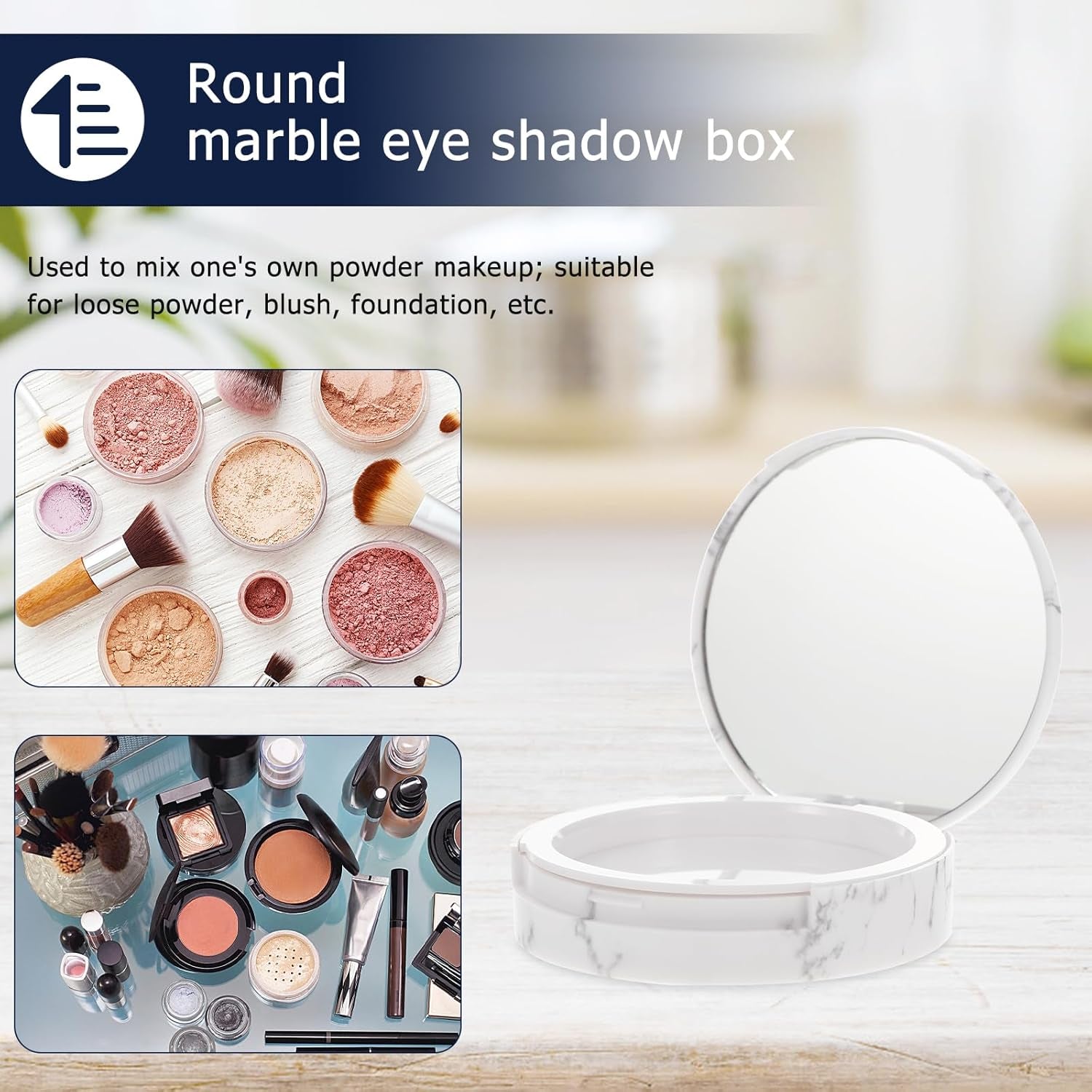 Marble Texture Pressed Powder Case Compact Makeup Powder Box Double Layer Empty Cosmetic Container for Diy Loose Travel