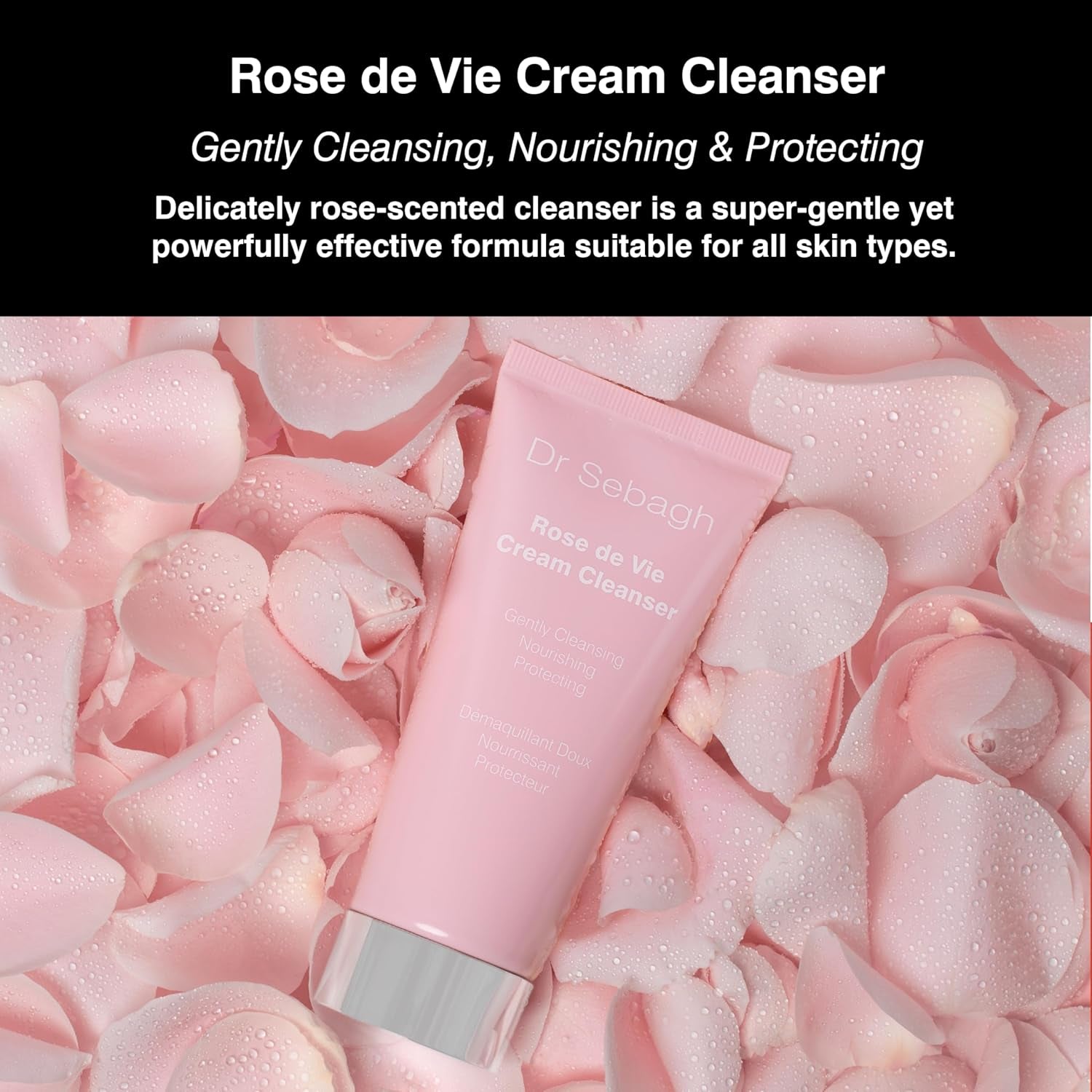 Rose De Vie Cream Cleanser (3.4 Fl Oz) - Gentle Facial Cleanser & Makeup Remover - Hydrating Skin Cleanser for Dry & Sensitive Types - Luxury Facial Cleansing Product
