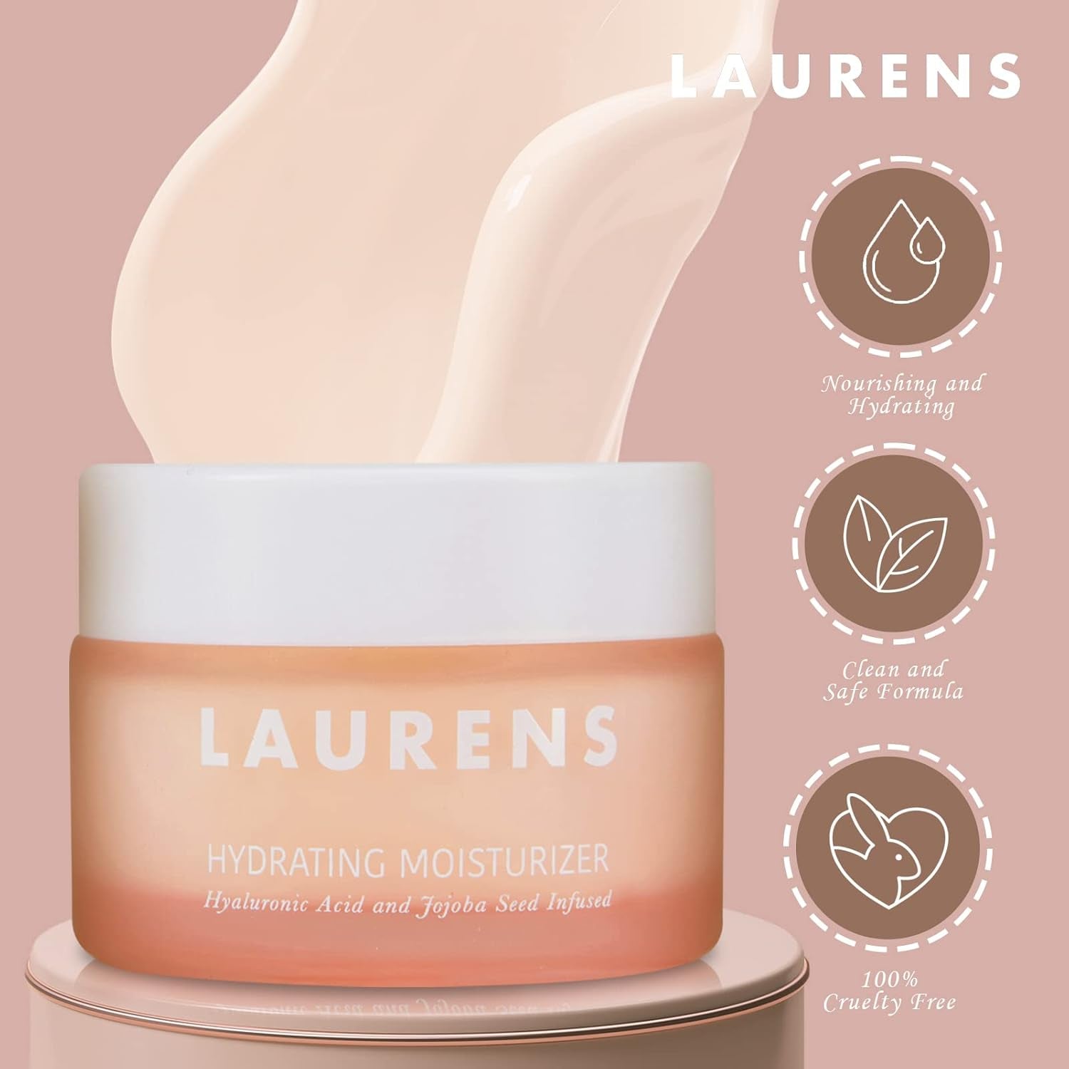 Hydrating Moisturizer from Skincare by Laurens- Dry Skin Face Moisturizer with Hyaluronic Acid, Jojoba Seed & Apricot Kernel Oil- Irritation-Free Moisturizing Face Cream for Sensitive Skin- 1 Fl Oz