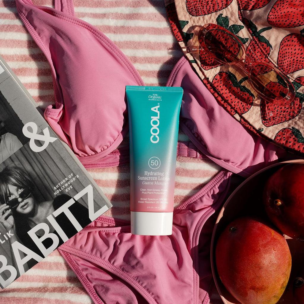 Organic Sunscreen SPF 50 Sunblock Body Lotion, Dermatologist Tested Skin Care for Daily Protection, Vegan and Gluten Free, Guava Mango, 5 Fl Oz