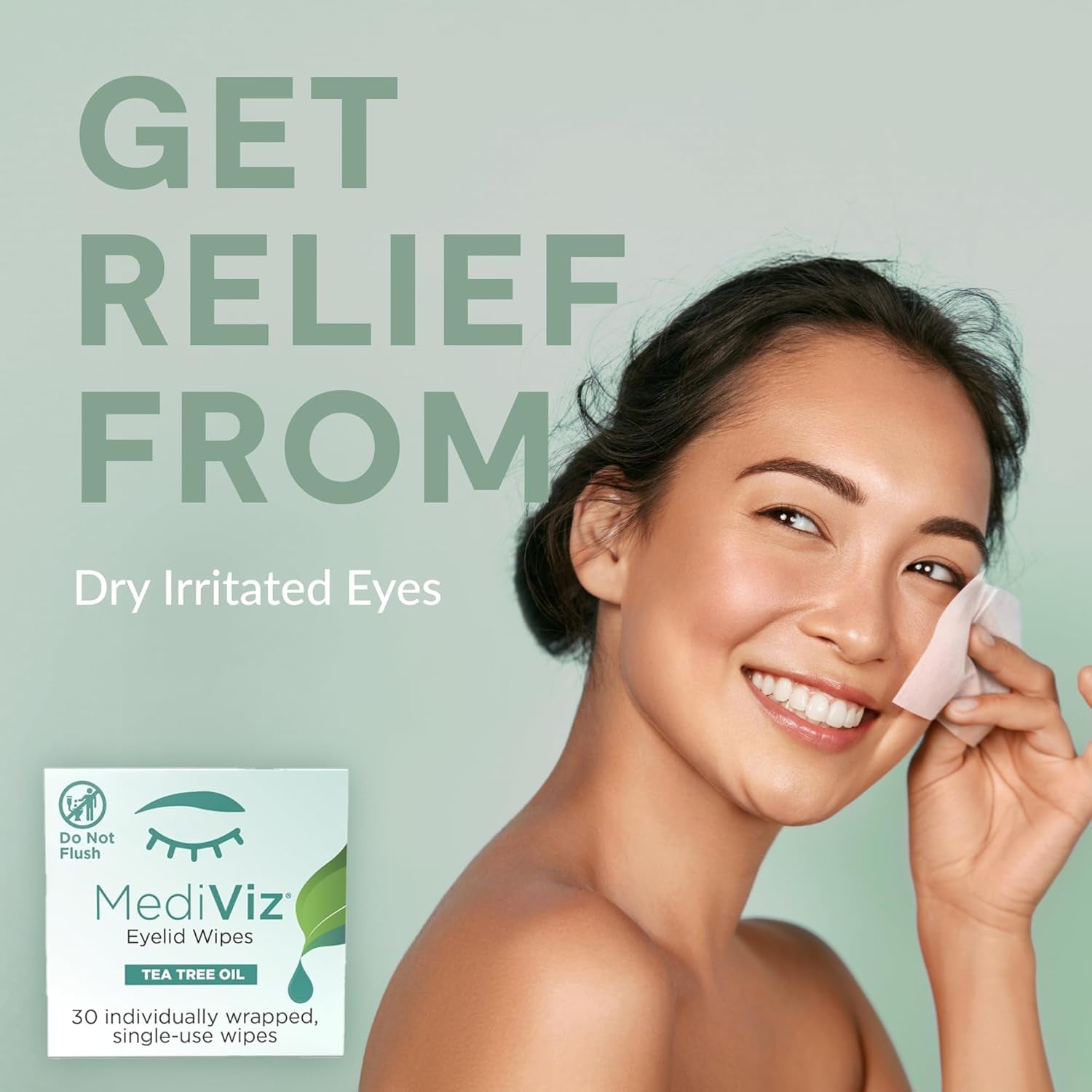 Tea Tree Eyelid Cleanser Wipes - 30 Single-Use Towelettes - Eyelash and Eyelid Wipes for Soothing Dry Eye Irritation, Demodex Removal and More