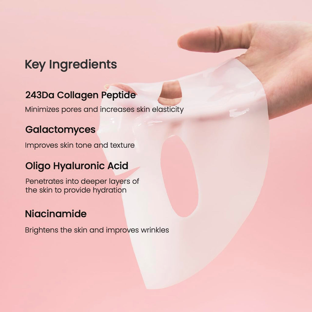 Bio-Collagen Real Deep Mask, Hydrating Overnight Hydrogel Mask, Pore Minimizing, Elasticity, Plumping Improvement, Korean Skin Care | 1.19Oz(34G) X 4Ea
