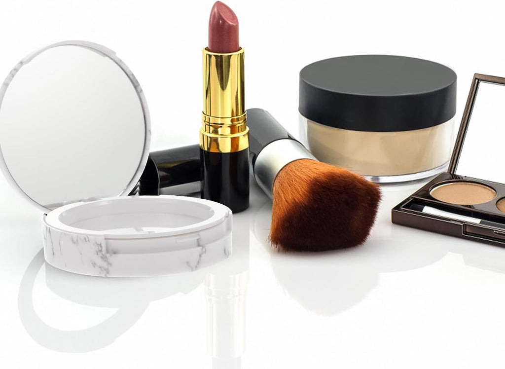 Marble Texture Pressed Powder Case Compact Makeup Powder Box Double Layer Empty Cosmetic Container for Diy Loose Travel