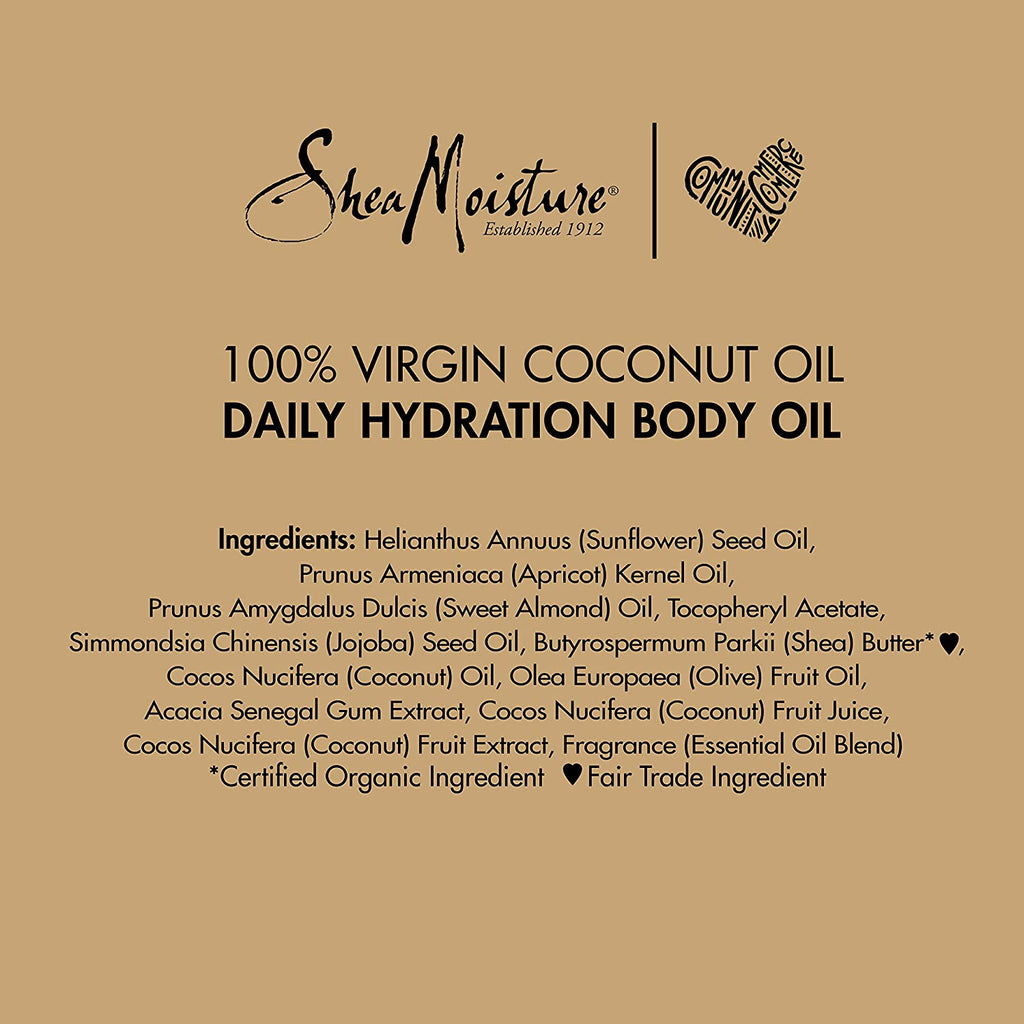 Sheamoisture Daily Hydration Body Oil Virgin Coconut Oil for Dry Skin Paraben Free 8 Oz