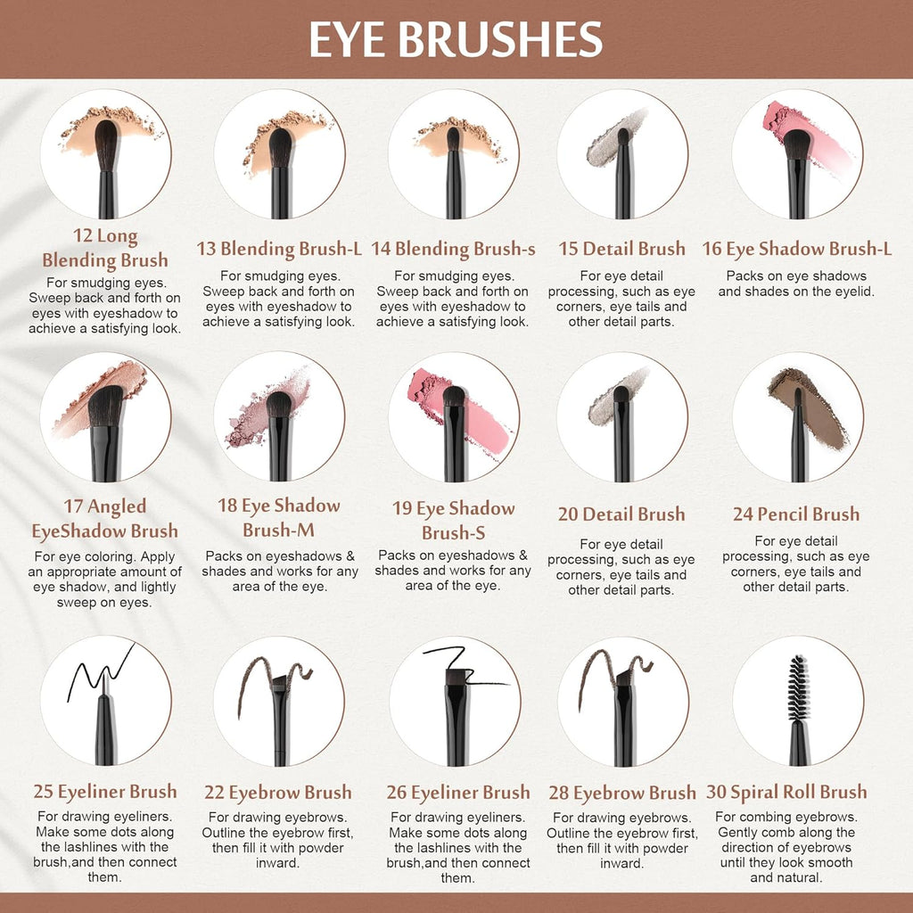 Makeup Brushes Set Professional 30Pcs Obsidian Makeup Brushes Premium Synthetic Powder Kabuki Foundation Contour Blush Concealer Eye Shadow Blending Eyeliner Crease Eyebrow Make up Brush Kit